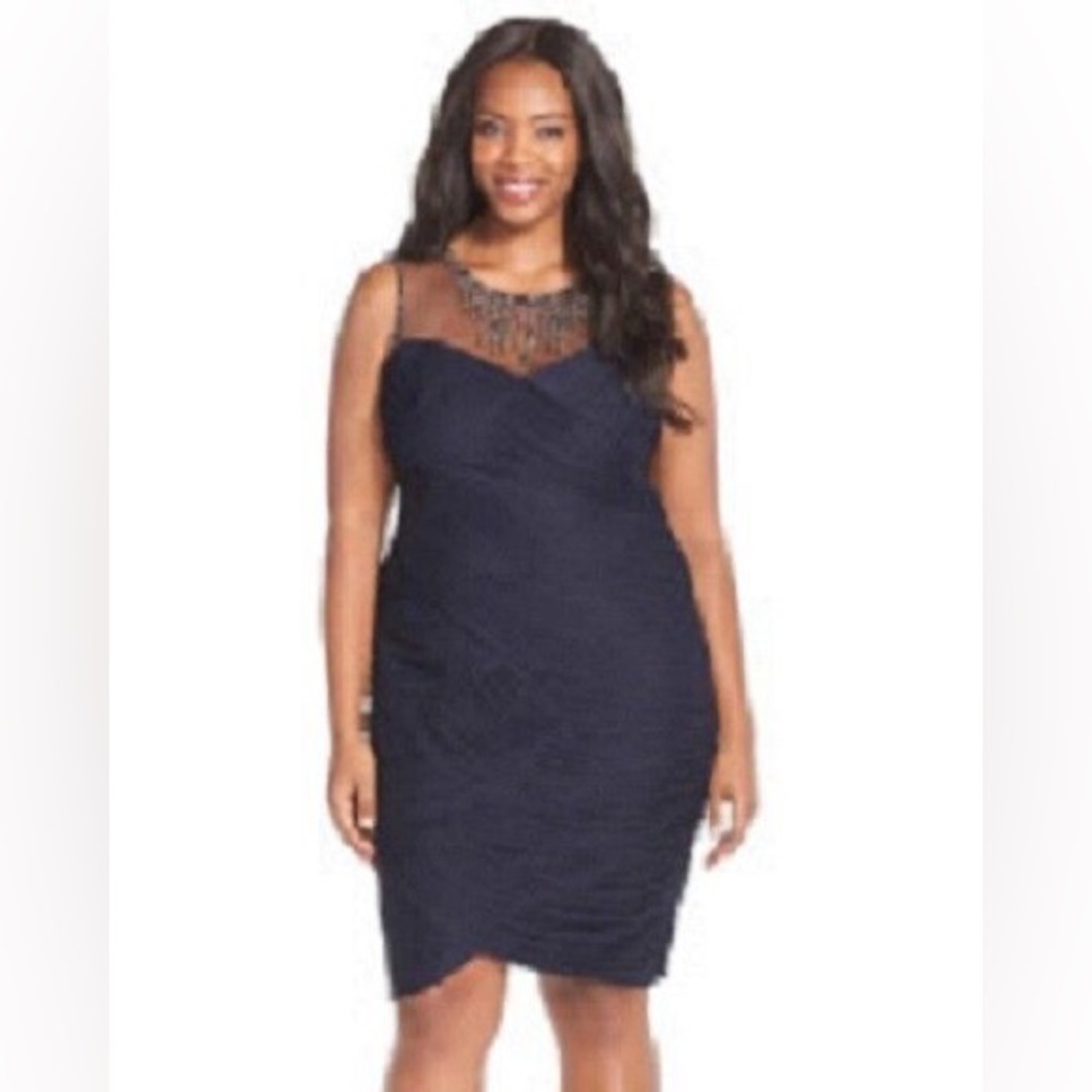 Adrianna papell Black Dress with Sheer Embellished Neckline - Picture 9 of 9